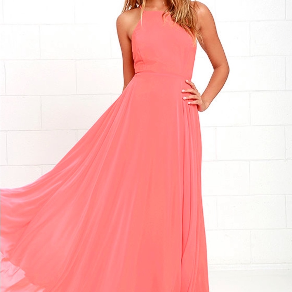 LULU’S Coral Bridesmaids Dress SZ M